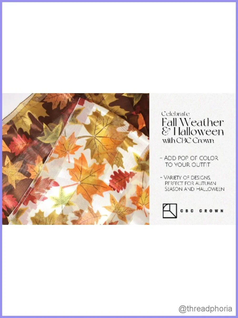 Silky Feel Fall Leaves Scarf 13x60 Lightweight Fashion Scarf